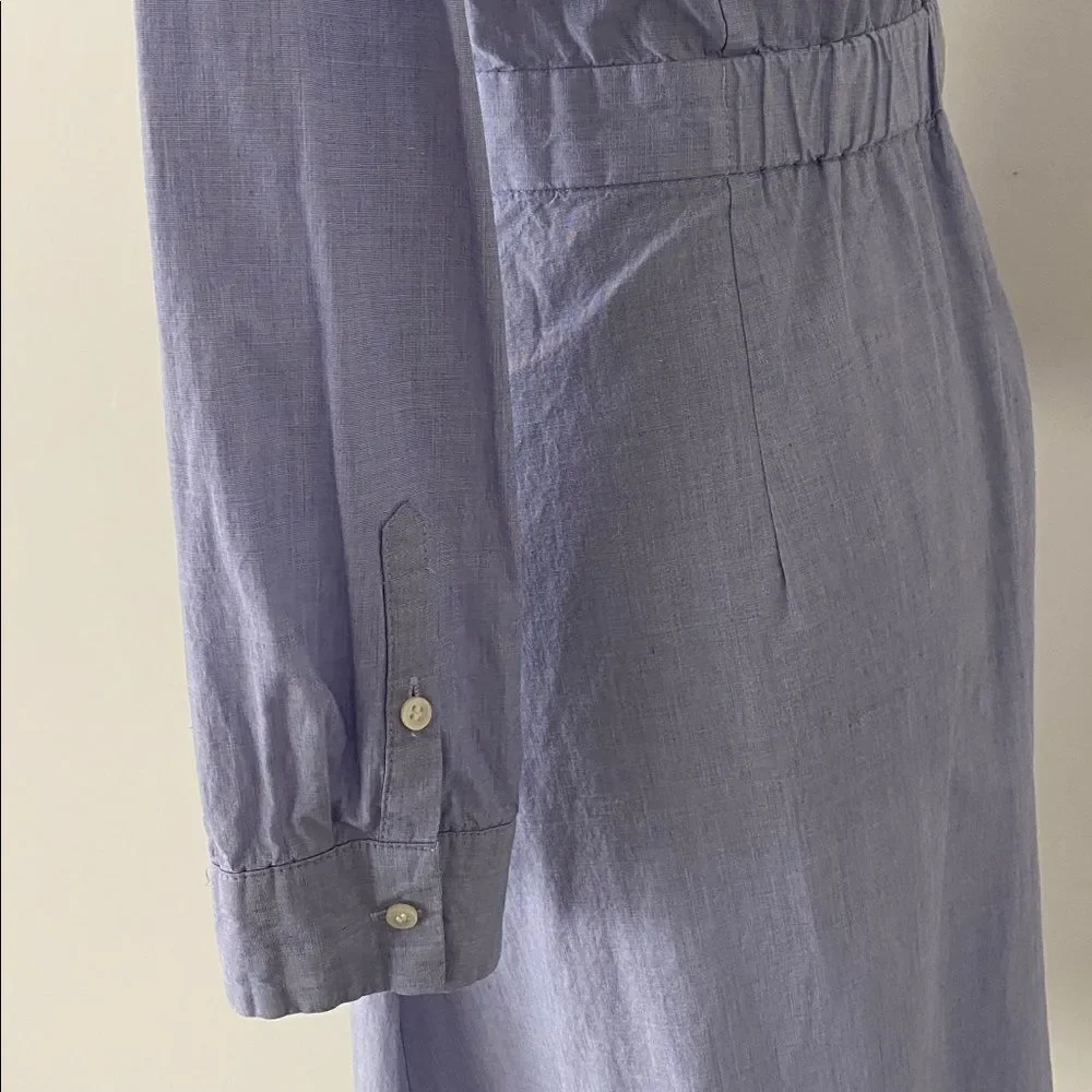 J.Crew Blue Button-Up Cotton Midi Dress Sz 4 Preppy Academia Classic Euro Summer